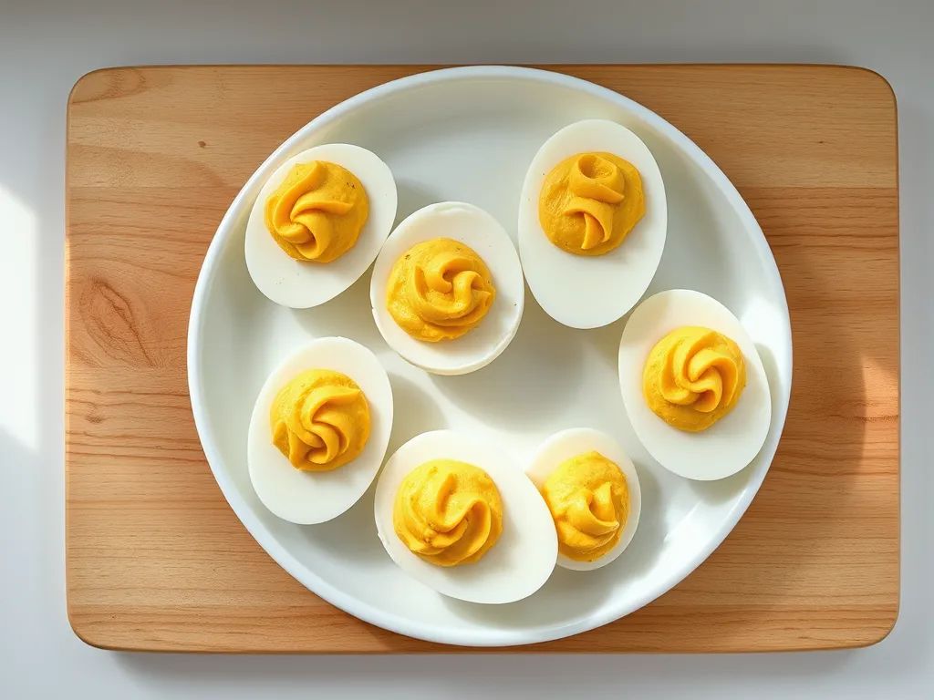 deviled-eggs — A tidy timing guide for deviled eggs, with spoilage cues and a firm toss line.