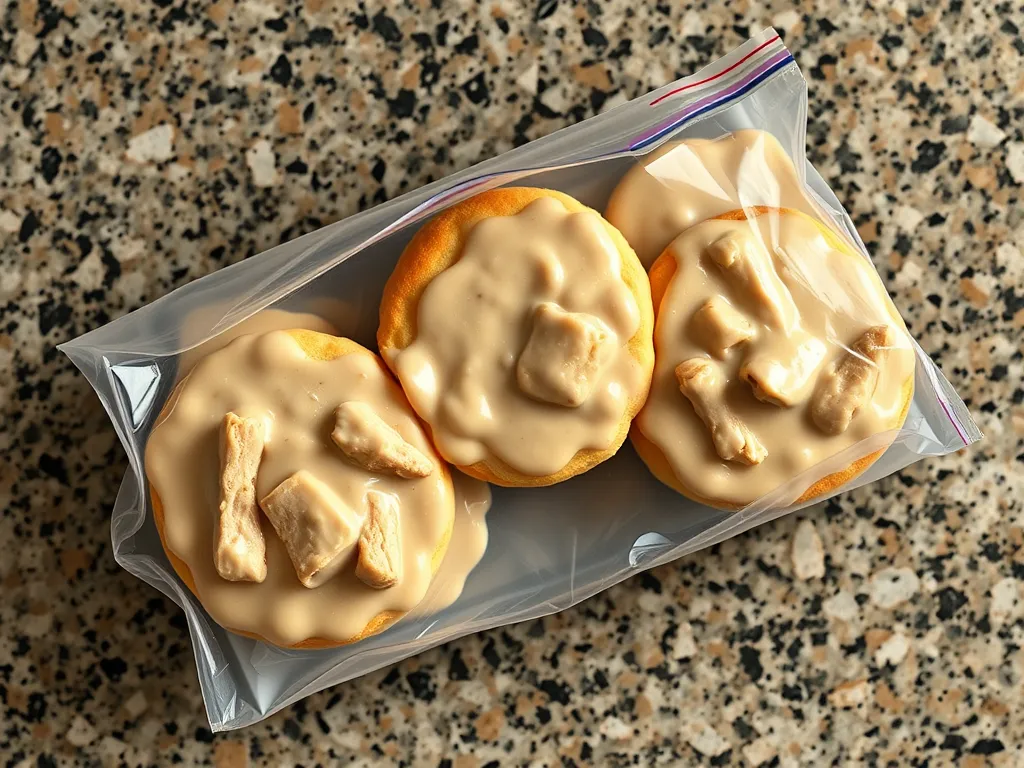 frozen-biscuits-gravy-chicken — Keep your breakfast hearty and safe with proper freezer storage tips.