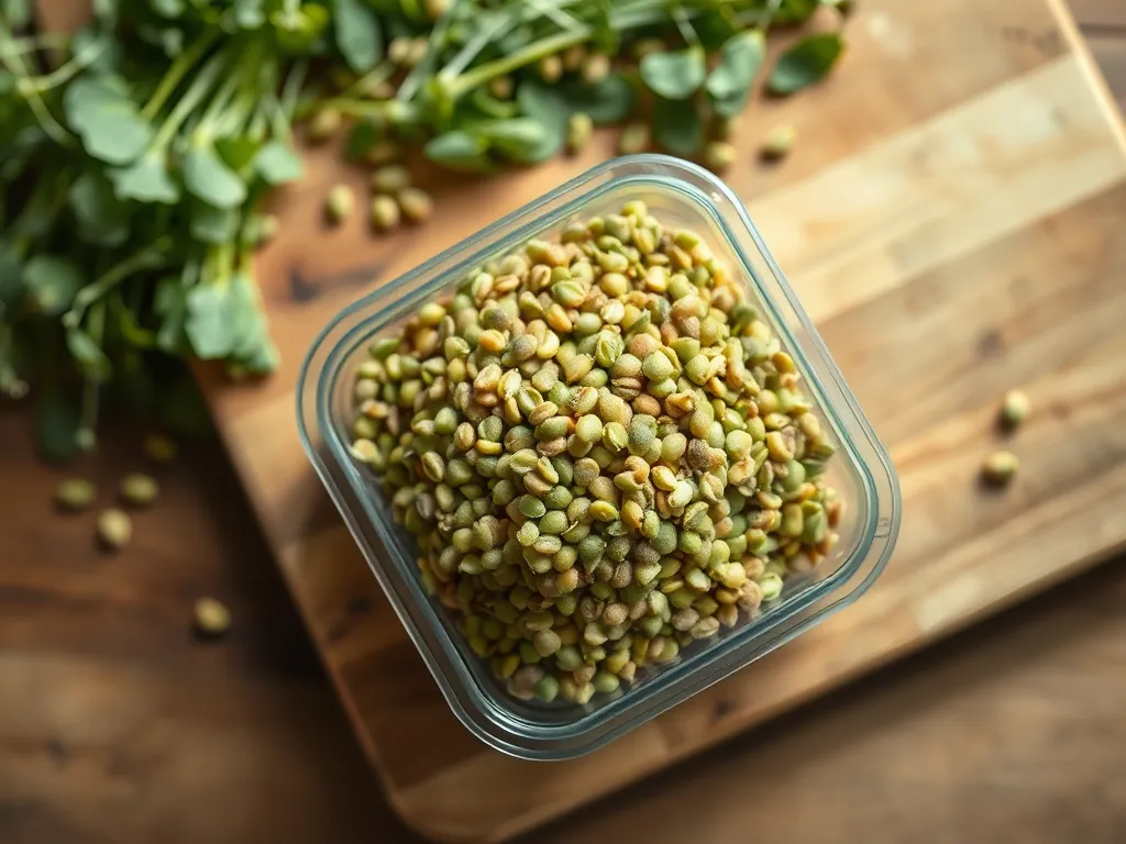 lentil-sprouts — Keep your sprouts crisp and safe in the refrigerator.