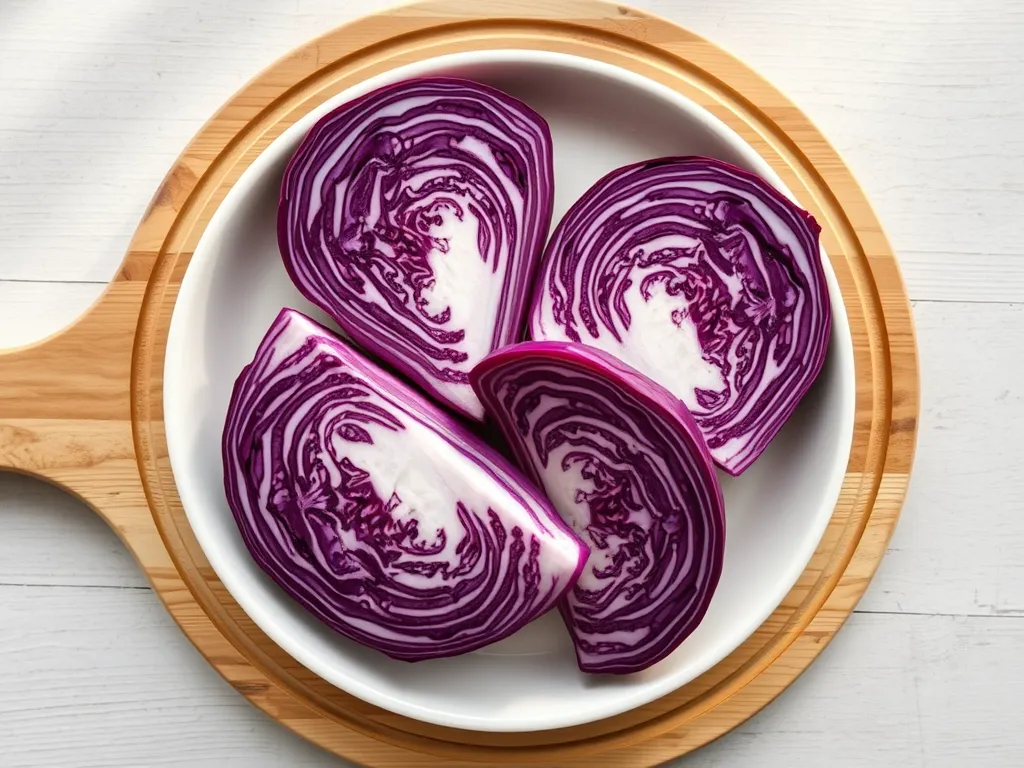 red-cabbage-wedges — Keep your vibrant red cabbage wedges crisp and crunchy in the fridge.