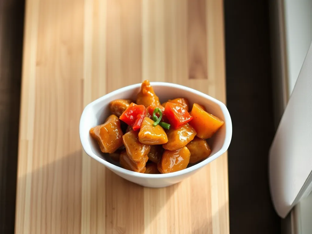 Leftover sweet-and-sour chicken stays brief in cold storage.